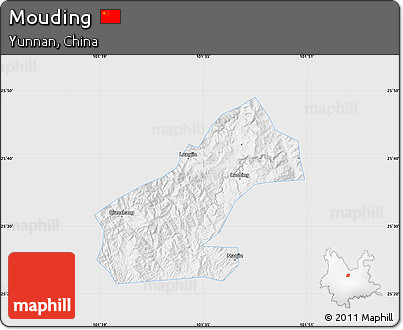 Silver Style Map of Mouding, single color outside