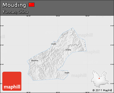 Silver Style Map of Mouding, single color outside