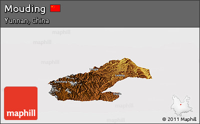 Physical Panoramic Map of Mouding, cropped outside