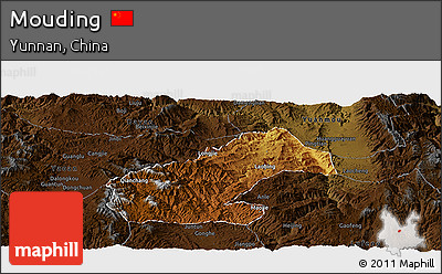 Physical Panoramic Map of Mouding, darken