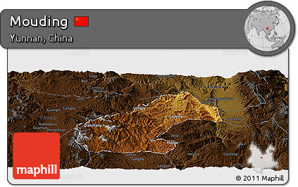 Physical Panoramic Map of Mouding, darken