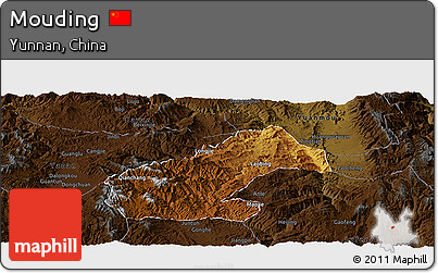Physical Panoramic Map of Mouding, darken