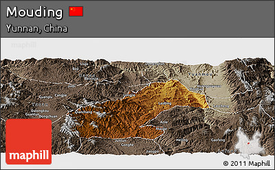 Physical Panoramic Map of Mouding, semi-desaturated