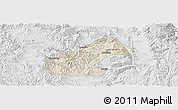 Shaded Relief Panoramic Map of Mouding, lighten, desaturated