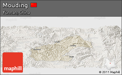 Shaded Relief Panoramic Map of Mouding, lighten