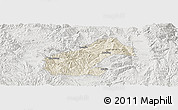 Shaded Relief Panoramic Map of Mouding, lighten, semi-desaturated