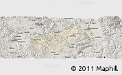 Shaded Relief Panoramic Map of Mouding, semi-desaturated