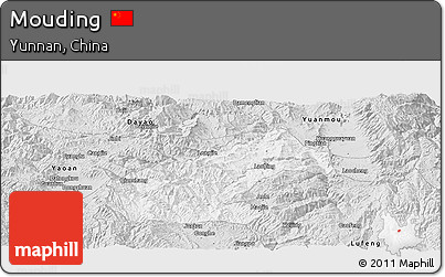 Silver Style Panoramic Map of Mouding