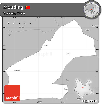 Gray Simple Map of Mouding