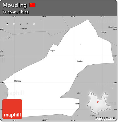 Gray Simple Map of Mouding