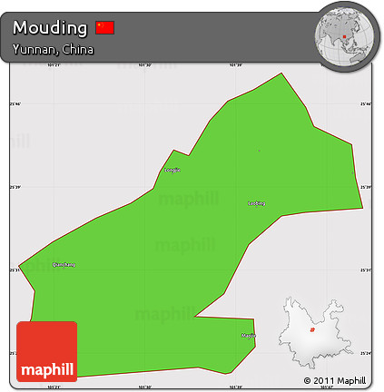 Political Simple Map of Mouding, cropped outside