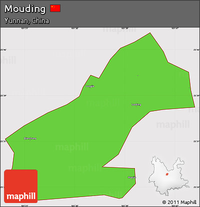 Political Simple Map of Mouding, cropped outside