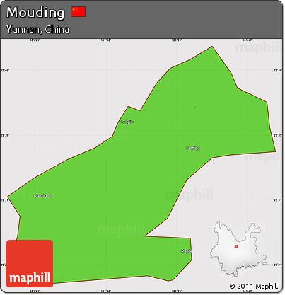 Political Simple Map of Mouding, cropped outside