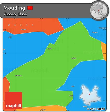 Political Simple Map of Mouding