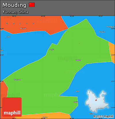 Political Simple Map of Mouding