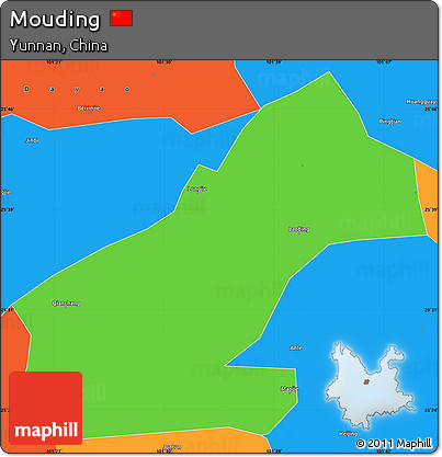 Political Simple Map of Mouding