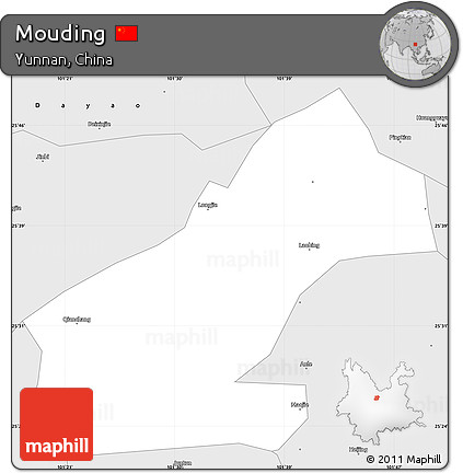 Silver Style Simple Map of Mouding