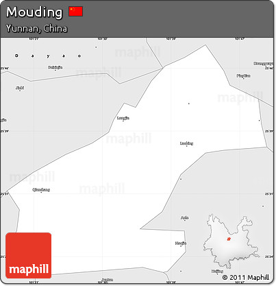 Silver Style Simple Map of Mouding