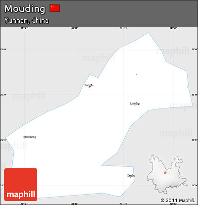 Silver Style Simple Map of Mouding, single color outside