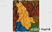 Political 3D Map of Ninglang, darken