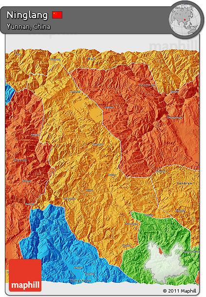 Political 3D Map of Ninglang