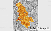 Political 3D Map of Ninglang, lighten, desaturated