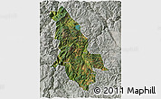 Satellite 3D Map of Ninglang, lighten, semi-desaturated