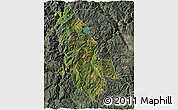 Satellite 3D Map of Ninglang, semi-desaturated