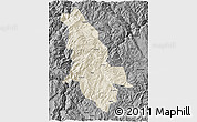 Shaded Relief 3D Map of Ninglang, darken, desaturated