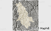 Shaded Relief 3D Map of Ninglang, darken, semi-desaturated