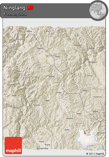 Shaded Relief 3D Map of Ninglang
