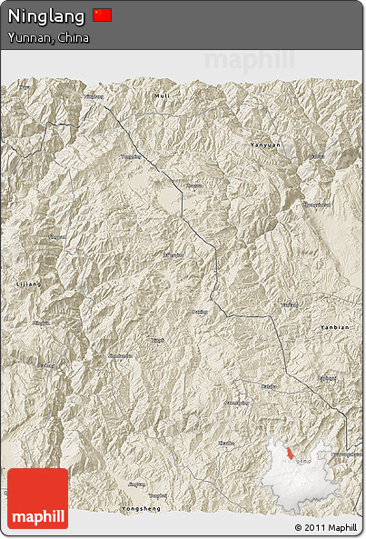 Shaded Relief 3D Map of Ninglang