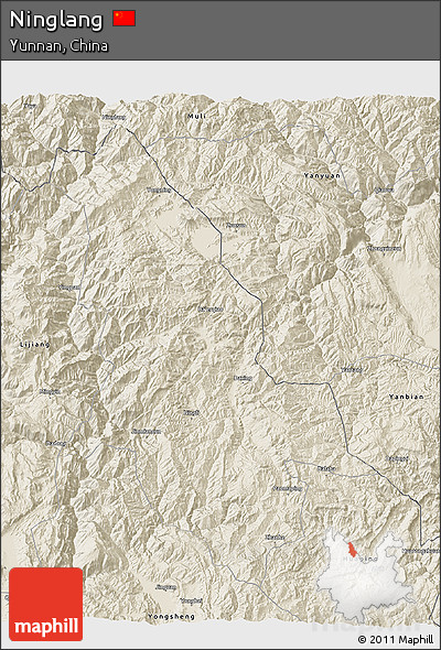 Shaded Relief 3D Map of Ninglang