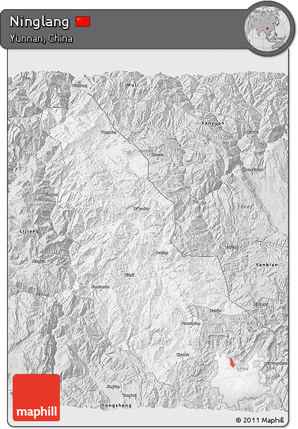 Silver Style 3D Map of Ninglang