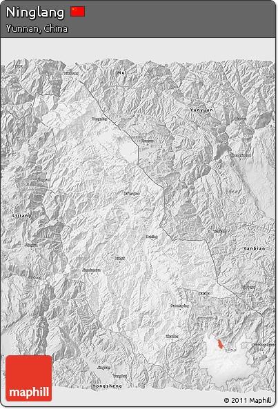 Silver Style 3D Map of Ninglang