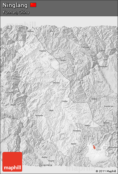 Silver Style 3D Map of Ninglang