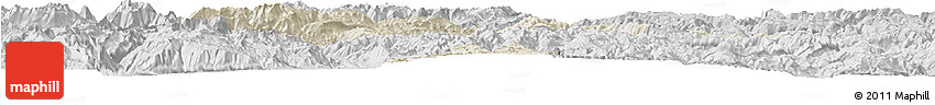 Shaded Relief Horizon Map of Ninglang, desaturated