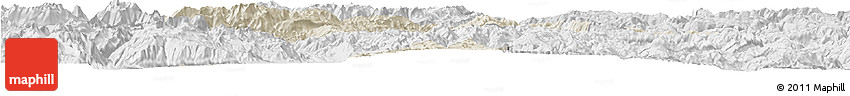 Shaded Relief Horizon Map of Ninglang, lighten, desaturated