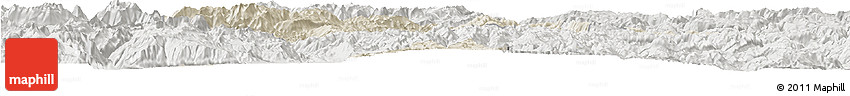 Shaded Relief Horizon Map of Ninglang, lighten, semi-desaturated