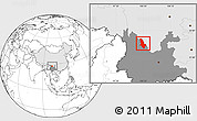 Blank Location Map of Ninglang, highlighted country, highlighted parent region