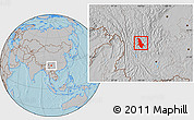 Gray Location Map of Ninglang, hill shading