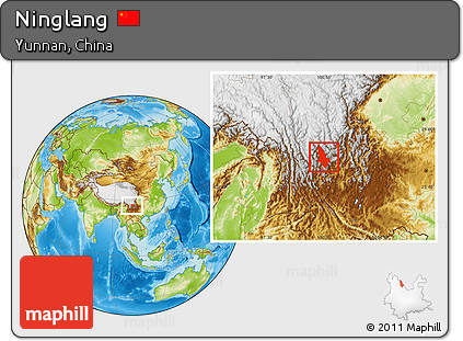 Physical Location Map of Ninglang