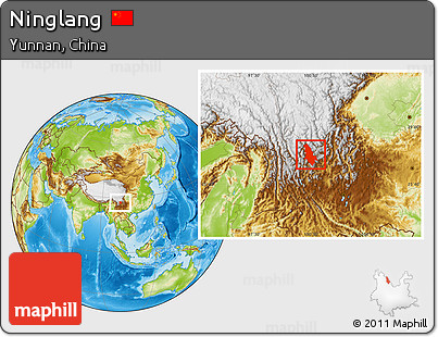 Physical Location Map of Ninglang