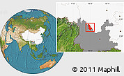 Satellite Location Map of Ninglang, highlighted country, highlighted parent region