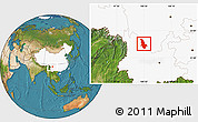 Satellite Location Map of Ninglang, highlighted country