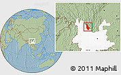 Savanna Style Location Map of Ninglang, highlighted parent region, hill shading