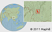 Savanna Style Location Map of Ninglang, hill shading