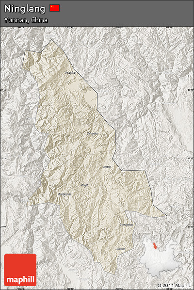 Shaded Relief Map of Ninglang, lighten
