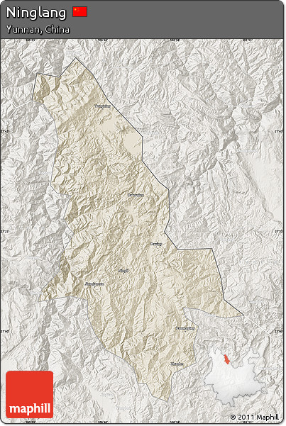 Shaded Relief Map of Ninglang, lighten