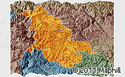 Political Panoramic Map of Ninglang, semi-desaturated